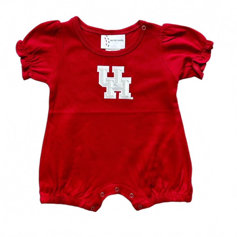NEW TWO FEET AHEAD girl's university of houston romper in red